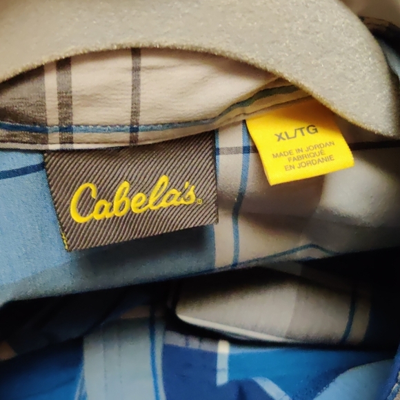 NWOT Cabela's mens XL blue Plaid button-up - Picture 2 of 4